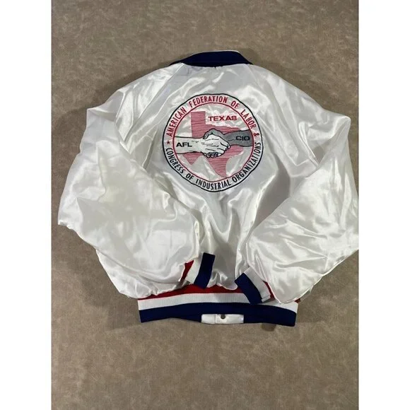 Vintage King Louie Pro Fit Men's Bomber Texas AFL Satin Button Jacket XL - Picture 2 of 9